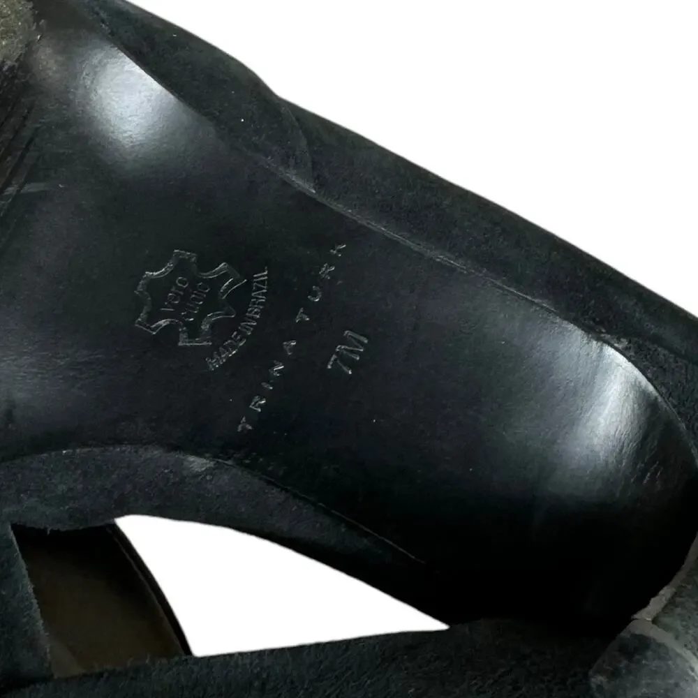 Trina Turk Hollywood Leather Suede Dress Pumps Black Shoes‎ Women's Size 7M
